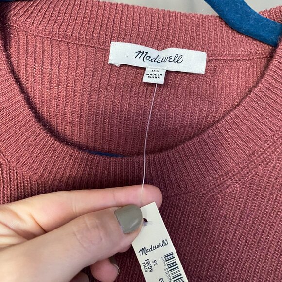 NWT Madewell Merino Wool and Alpaca Blend Burgundy Baybrook Knit Sweate Sz XS - Picture 4 of 6
